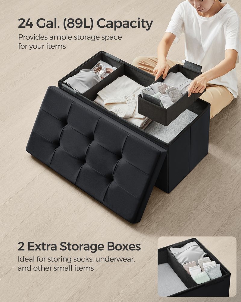 SONGMICS Storage Ottoman Bench with Storage Chest, Load up to 660 lb 