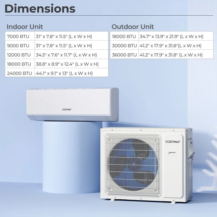 UltrEco Series 36000 BTU 2 Zone 23 SEER2 Mini Split Air Conditioner Wifi Enabled with Heat Pump