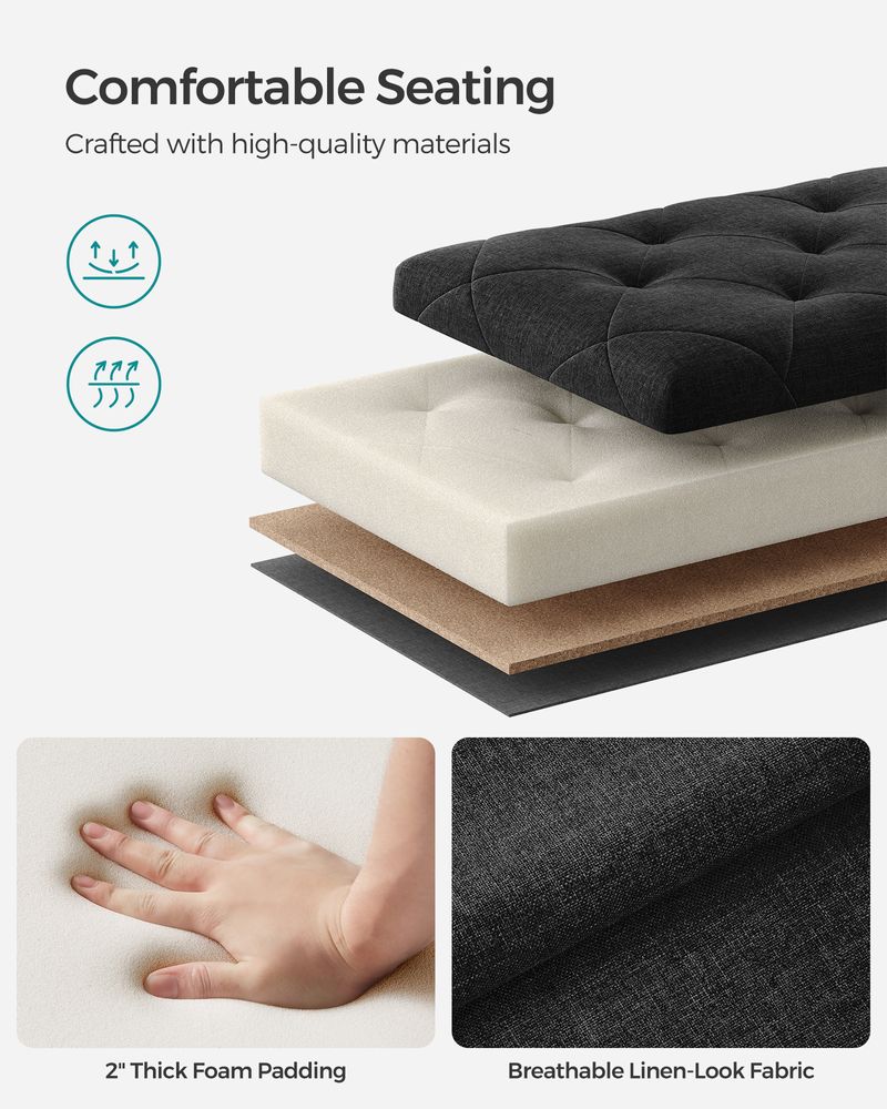 SONGMICS Storage Ottoman Bench with Legs, Load up to 660 lb 