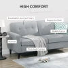 HOMCOM 3 Seater Sofa, Upholstered Couch for Bedroom, Modern Sofa Settee with Padded Cushion, Button Tufting and Wood Legs for Living Room, Grey 