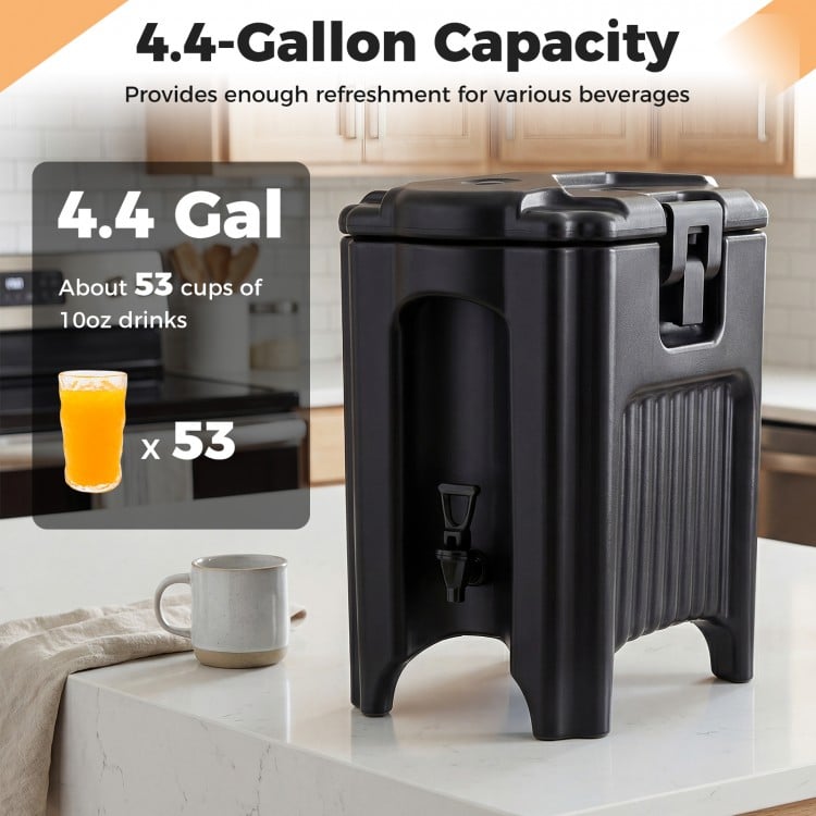 4.4 Gallons Insulated Beverage Dispenser with Ergonomic Handles Set of 2