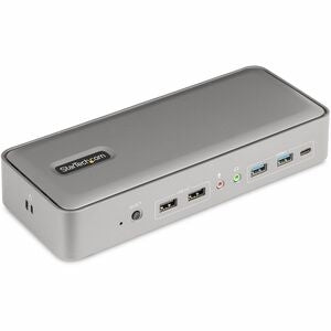 Dual-Laptop USB-C KVM Docking Station, Dual Monitor 4K 60Hz DisplayPort KVM Dock, 5x USB Hub, GbE, 90W/45W PD, Windows/Mac