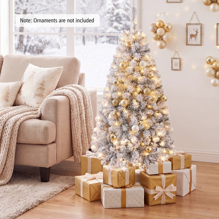 4.5 Ft Pre-Lit Premium Snow Flocked Hinged Artificial Christmas Tree