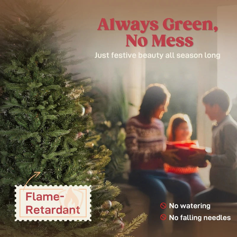 HOMCOM 5ft Artificial Christmas Tree – Dense Realistic Full Ponderosa Fir, Hinged Branches, Easy Assembly 