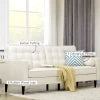 HOMCOM Mid-Century Sofa, Couch with Button-Tufted Back Cushion, Velvet Feel Fabric Upholstery, 2 Cylindrical Pillows and Rubber Wood Legs, Cream White