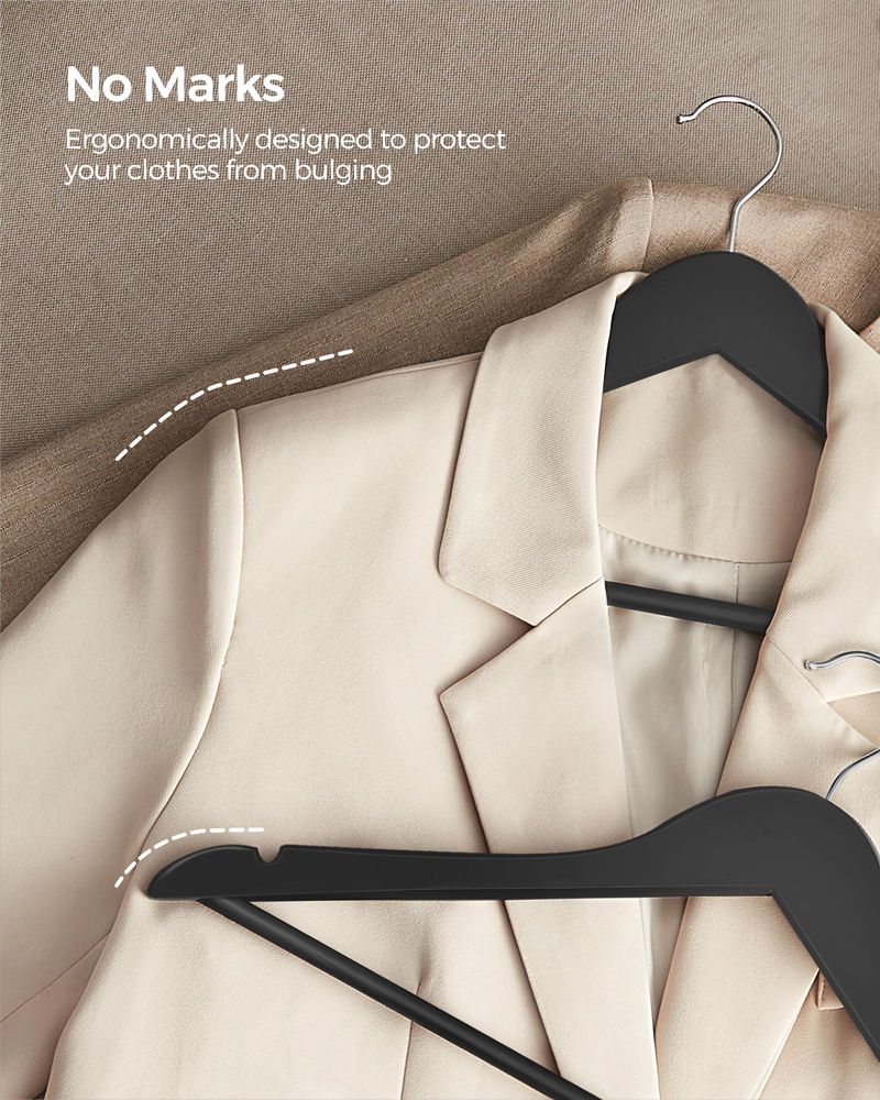 SONGMICS 20-Pack Wood Coat Hangers with Shoulder Notches 