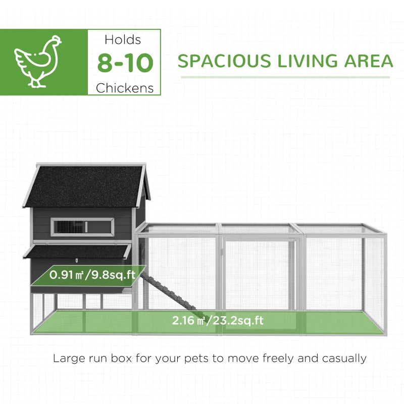 PawHut 9.8' x 26.2' Metal Chicken Coop, Galvanized Walk-in Hen House, Poultry Cage with 1.25" Tube, Waterproof UV-Protection Cover for Rabbits, Ducks