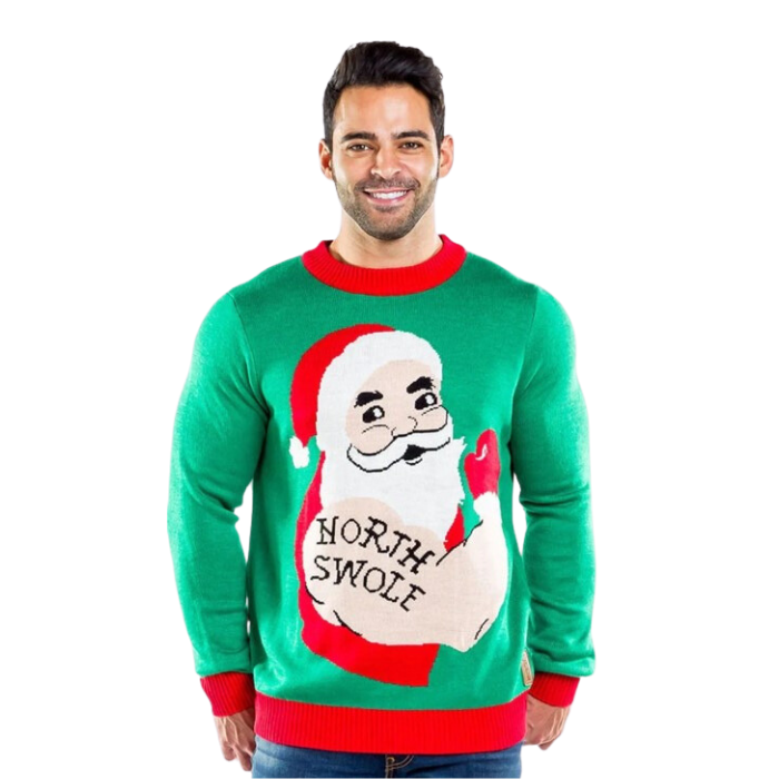 Bulky Santa North Swole Christmas Sweater 