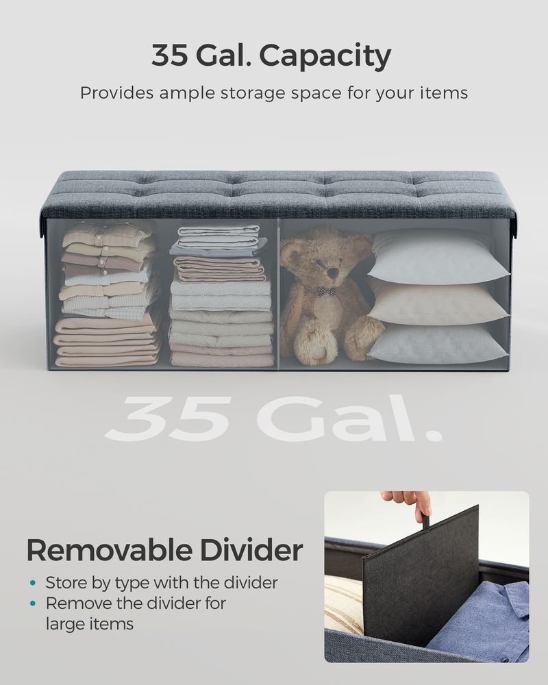 SONGMICS MAZIE Collection 43'' Folding Storage Ottoman Bench 