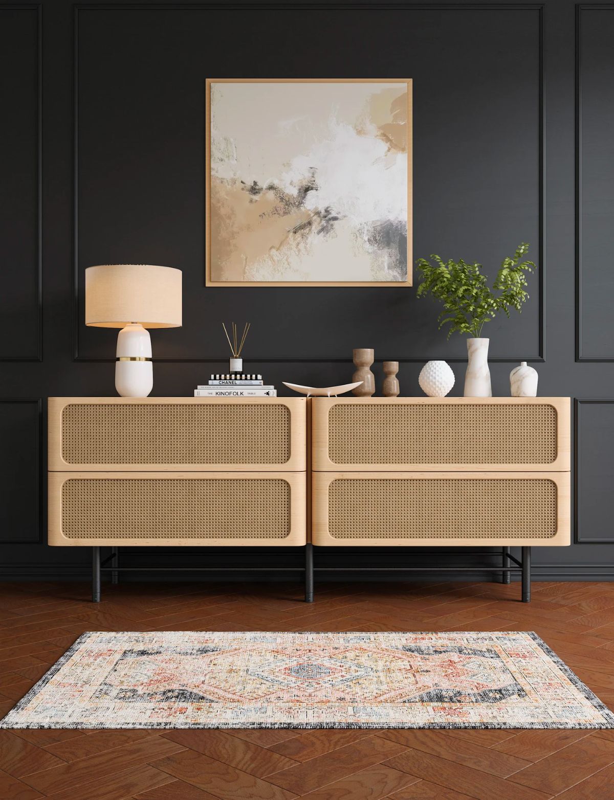 Caspara Orange Black Coral Rug 