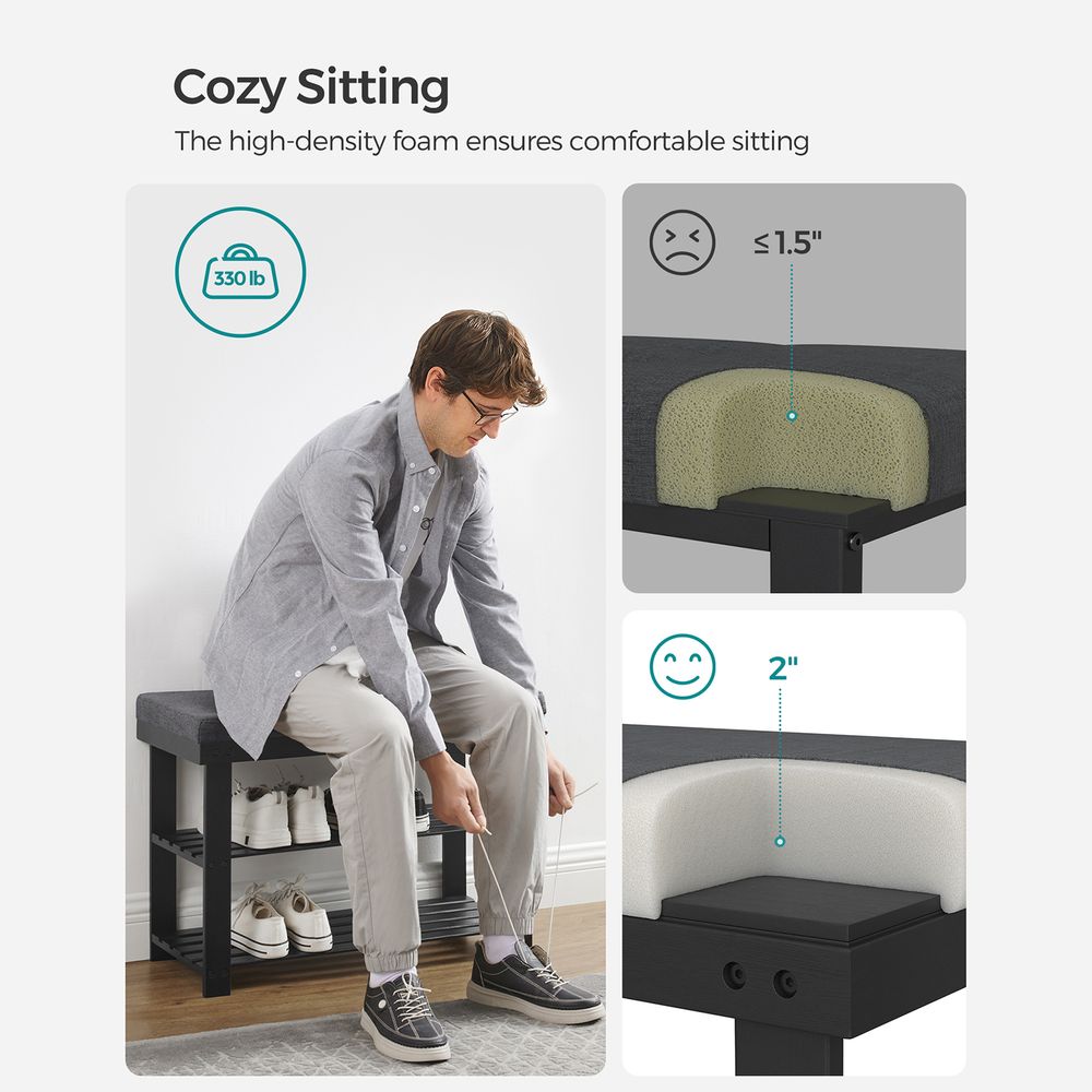 SONGMICS Bamboo Shoe Bench 
