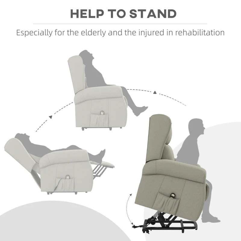 HOMCOM Wingback Lift Chair for Elderly, Power Chair Recliner with Footrest, Remote Control, Side Pockets, Cream White