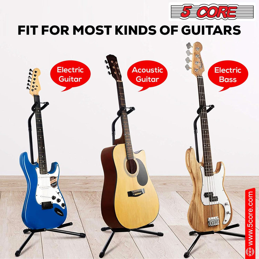 5Core Guitar Stand Floor Foldingholder Soporte Para Guitarra for Acoustic Electric Bass