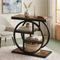 4-Tier Wood End Table, Narrow Industrial Side Table with Storage Shelves, Rustic Brown & Black Nightstand
