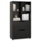 4-Cube Bookcase with 2 Drawers 51 inch 5-Tier Tall Freestanding Bookshelf-Black