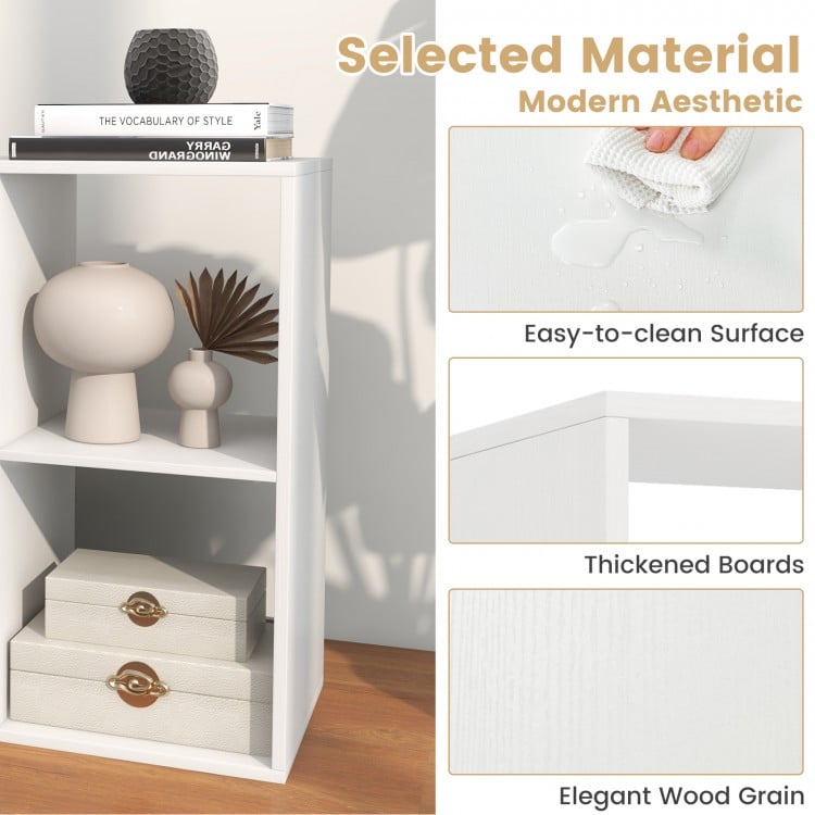 4 Cube Bookshelf with Back Guardrail for Living Room Bedroom-White