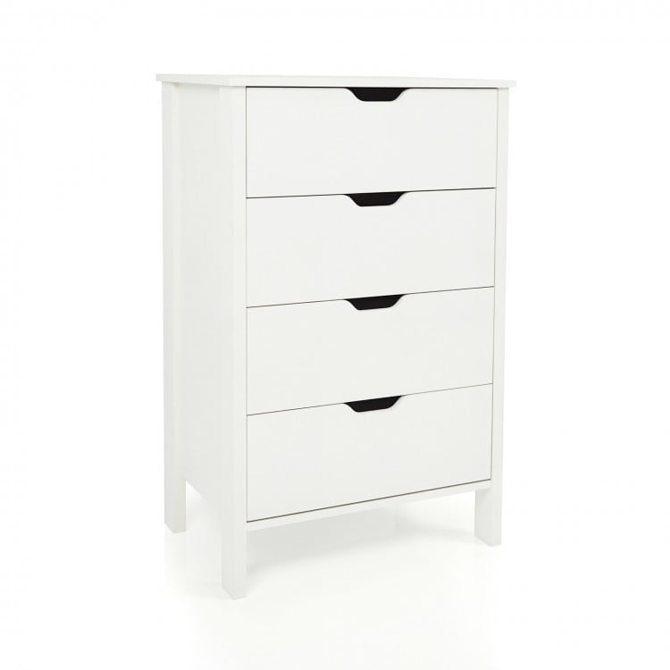 4-Drawer Dresser Wooden Nightstand with Anti-Tipping Kits-White