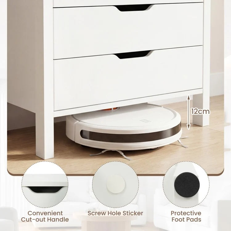 4-Drawer Wooden Dresser Storage Cabinet, Modern Chest of Drawers with Anti-Tip Safety Kits, White