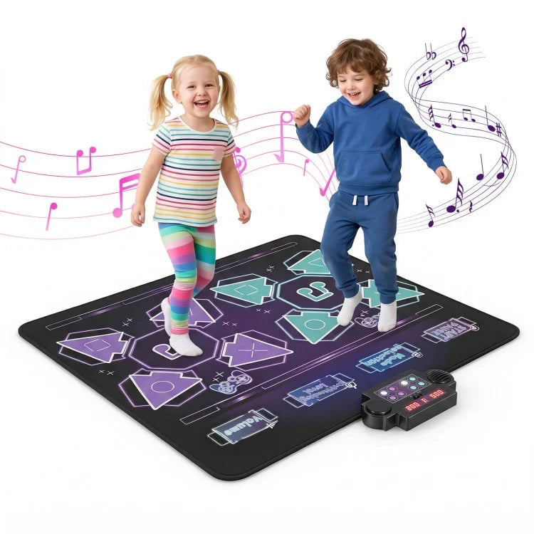 Electronic Kids Dance Mat with LED Lights, 8 Songs, 4 Game Modes & 2-Player Battle Games