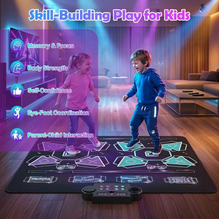 Electronic Kids Dance Mat with LED Lights, 8 Songs, 4 Game Modes & 2-Player Battle Games