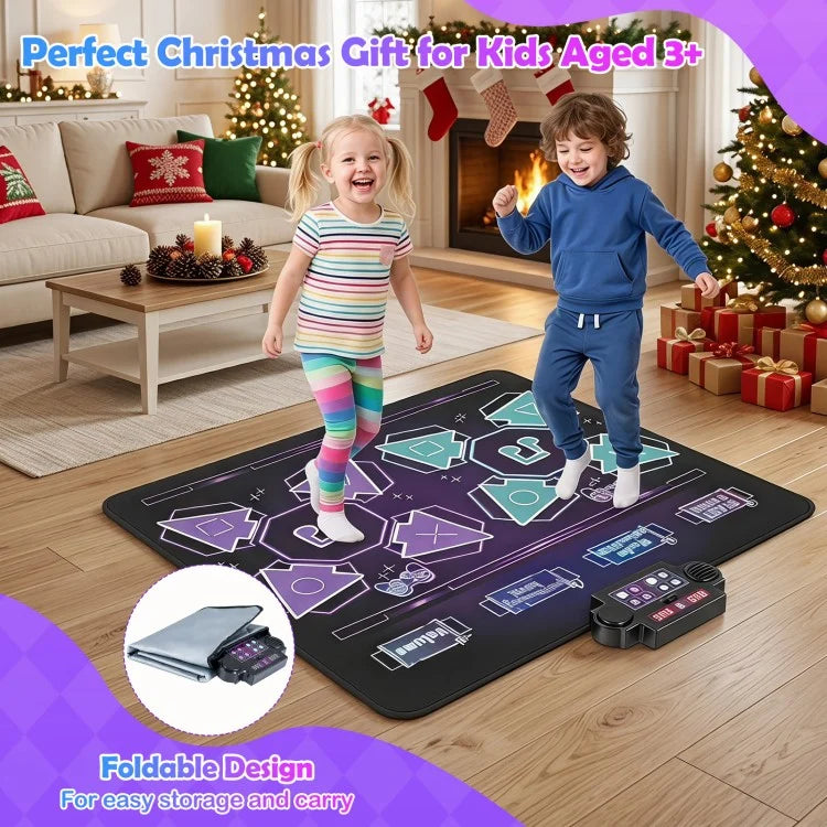 Electronic Kids Dance Mat with LED Lights, 8 Songs, 4 Game Modes & 2-Player Battle Games