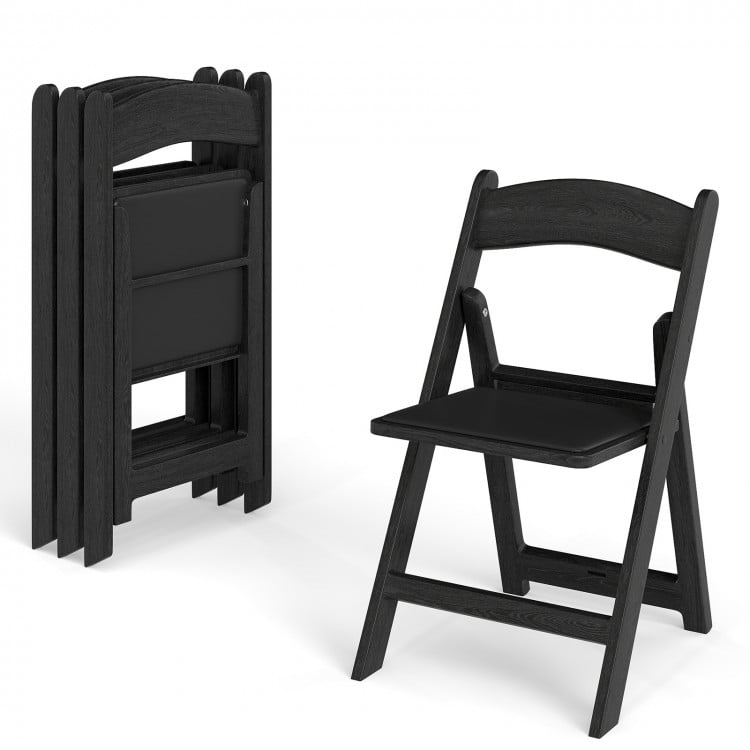 4 Pack Resin Folding Chairs with Padded Seat-Black