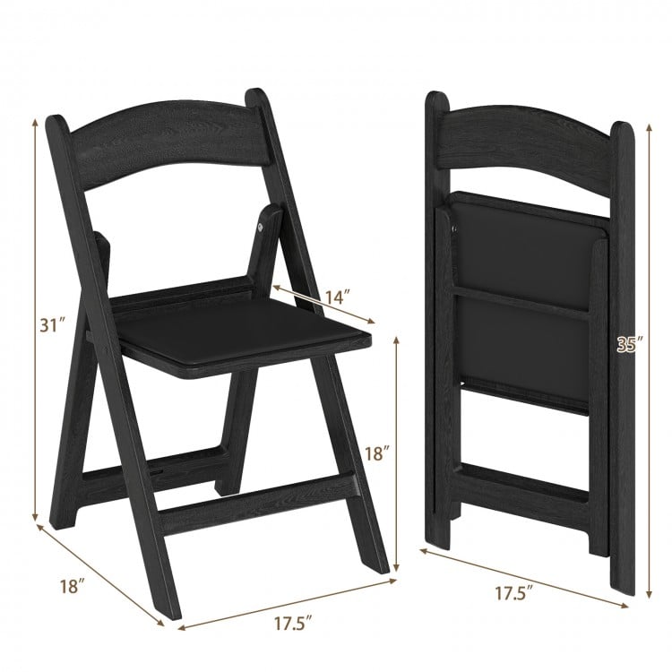 4 Pack Resin Folding Chairs with Padded Seat-Black