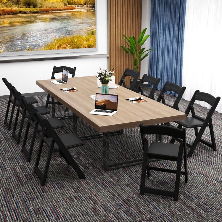4 Pack Resin Folding Chairs with Padded Seat-Black