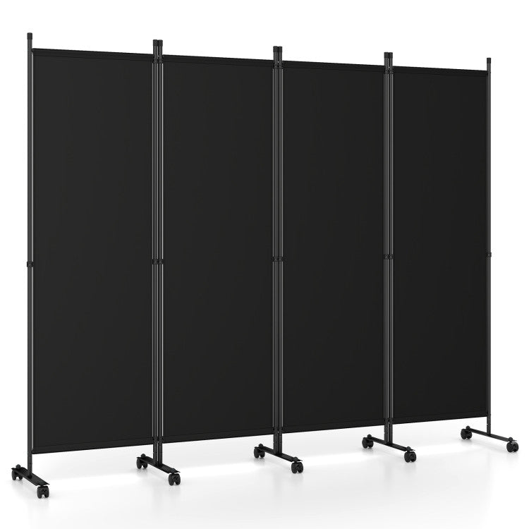 4-Panel Folding Room Divider with Lockable Wheels – Privacy Screen