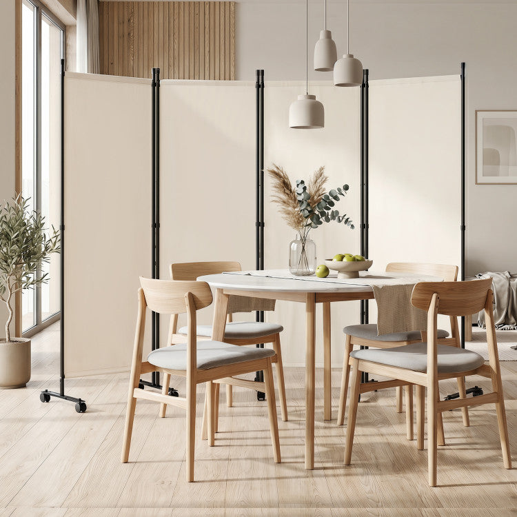 4-Panel Folding Room Divider with Lockable Wheels – Privacy Screen