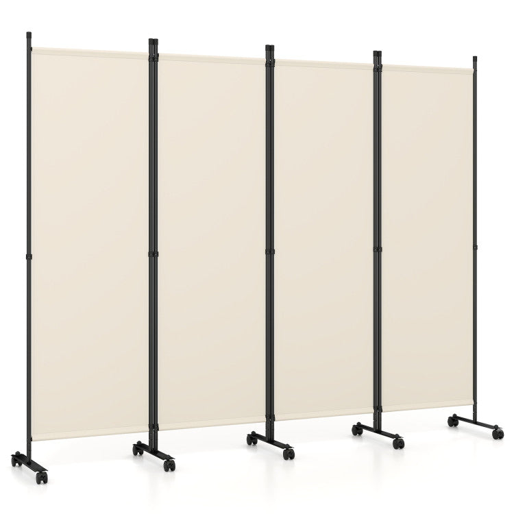 4-Panel Folding Room Divider with Lockable Wheels – Privacy Screen