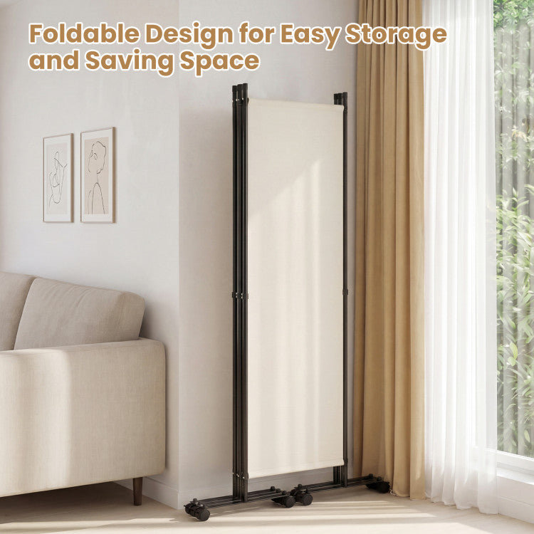4-Panel Folding Room Divider with Lockable Wheels – Privacy Screen