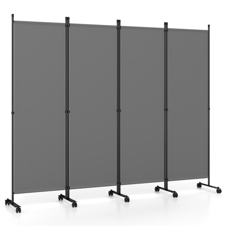 4-Panel Folding Room Divider with Lockable Wheels – Privacy Screen