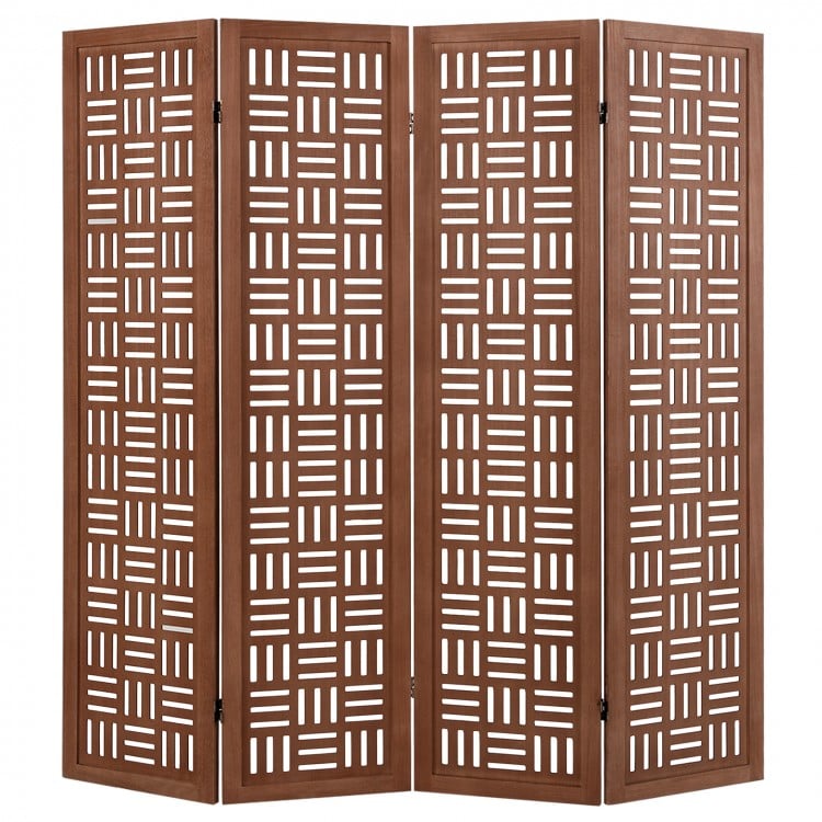 4-Panel Solid Wood Room Divider Folding Partition Stand