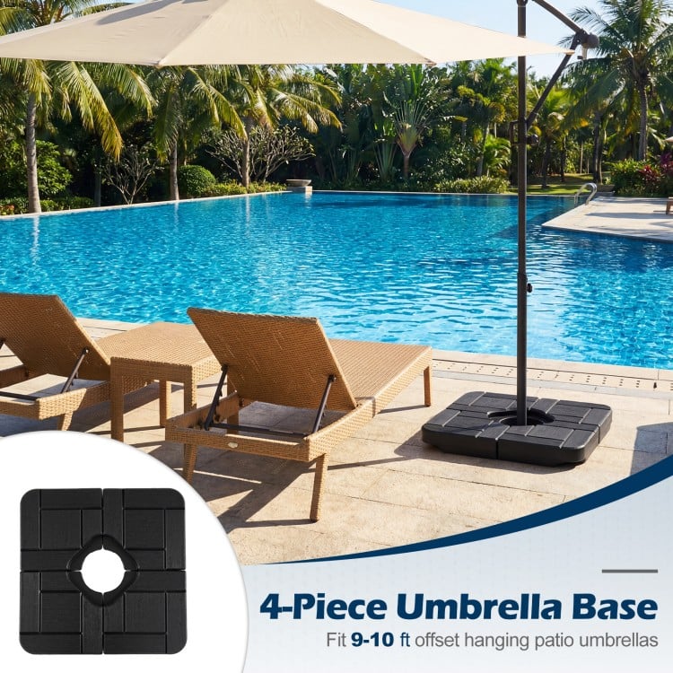 4-Piece 188 LBS Cantilever Offset Patio Umbrella Base-Black