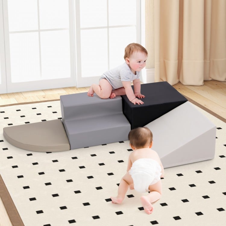 4-Piece Climb and Crawl Foam Block Play Set for Infant Baby-Black