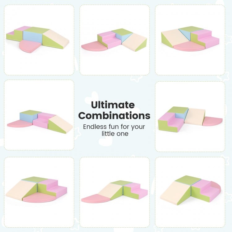 4-Piece Climb and Crawl Foam Block Play Set for Infant Baby-Pink