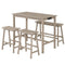 4-Piece Counter Height Dining Table Set with Power Outlet Solid Rubber Wood Kitchen Table-Light Gray