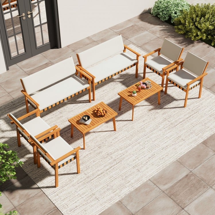 4 Piece Patio Furniture Set with Coffee Table for Backyard and Garden-White