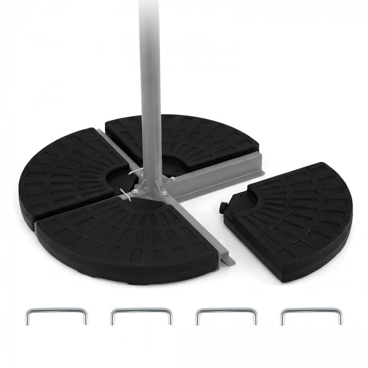 4-Piece Patio Market Umbrella Base 140 LBS Heavy-Duty with U-Locking Pins-Black