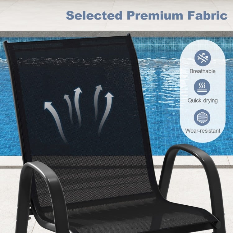 4  Pieces Stackable Patio Dining Chairs Set with Armrest-Black