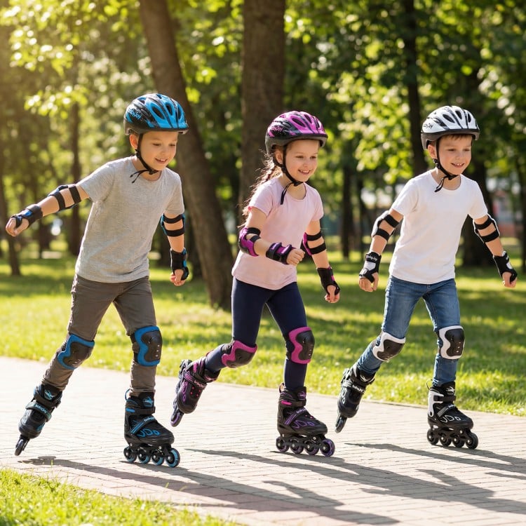 4 Sizes Adjustable Blade Roller with Light-up Wheels for Youth-Blue