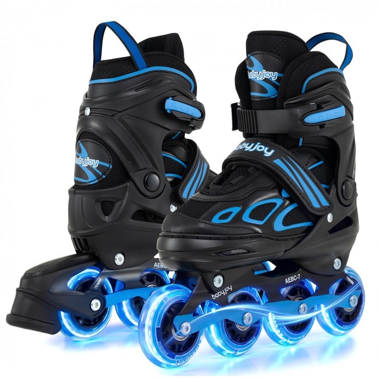 4 Sizes Adjustable Blade Roller with Light-up Wheels for Youth-Blue