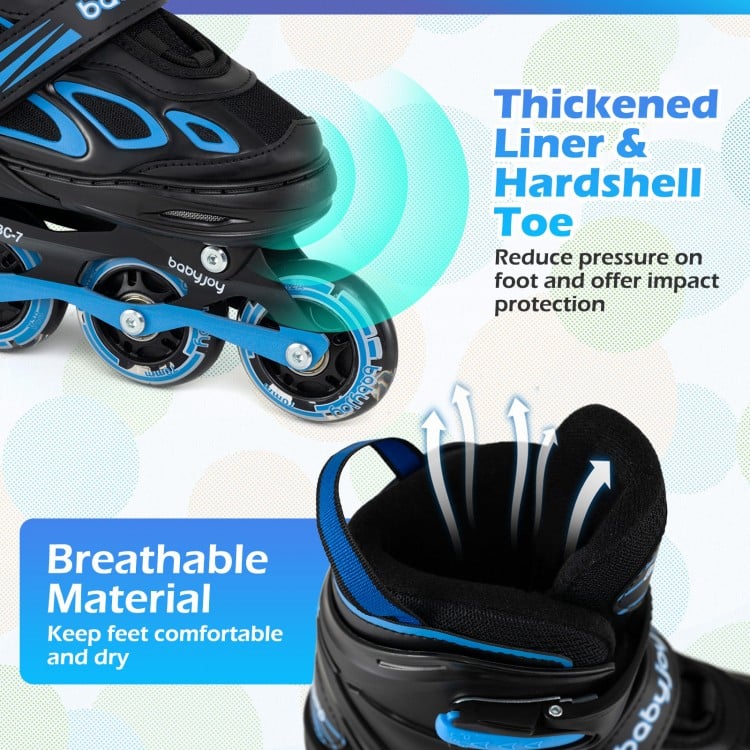 4 Sizes Adjustable Blade Roller with Light-up Wheels for Youth-Blue
