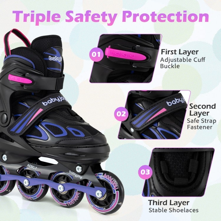 4 Sizes Adjustable Blade Roller with Light-up Wheels for Youth-Purple
