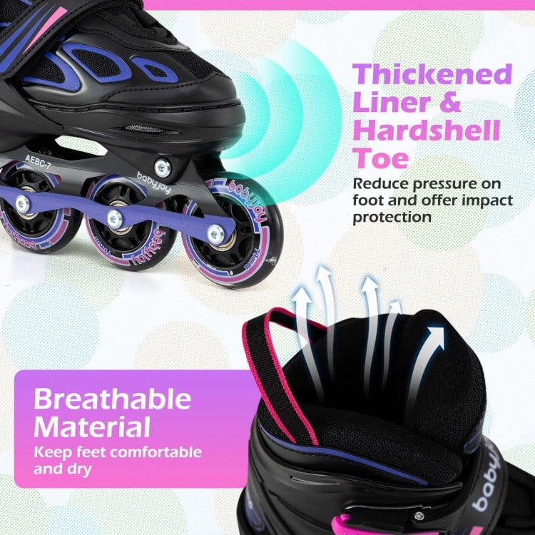 4 Sizes Adjustable Blade Roller with Light-up Wheels for Youth-Purple