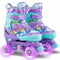 4 Sizes Adjustable Kids Roller Skates with Light-up Wheels and Safety Protection M Size-Purple