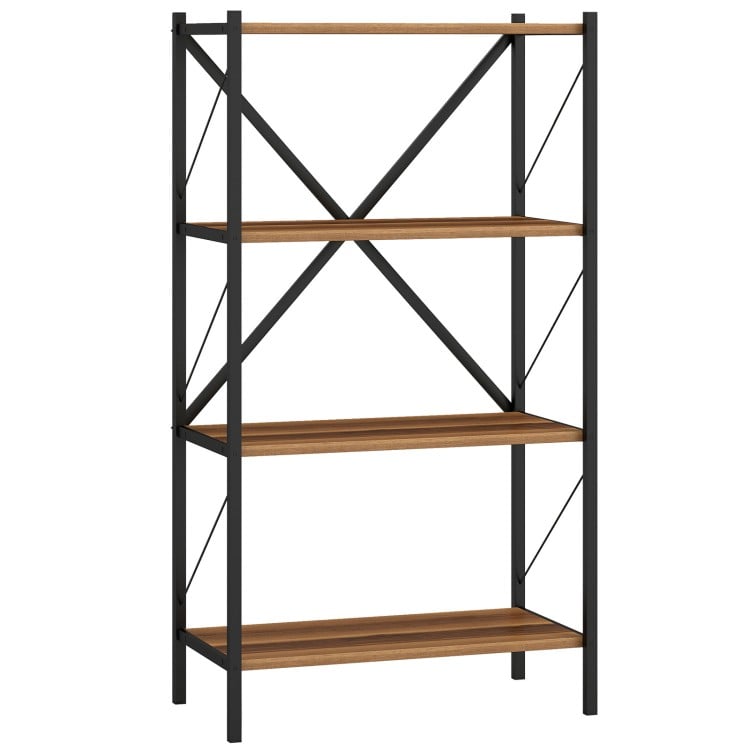 4-Tier Bookshelf with Heavy-Duty Metal Frame-Walnut