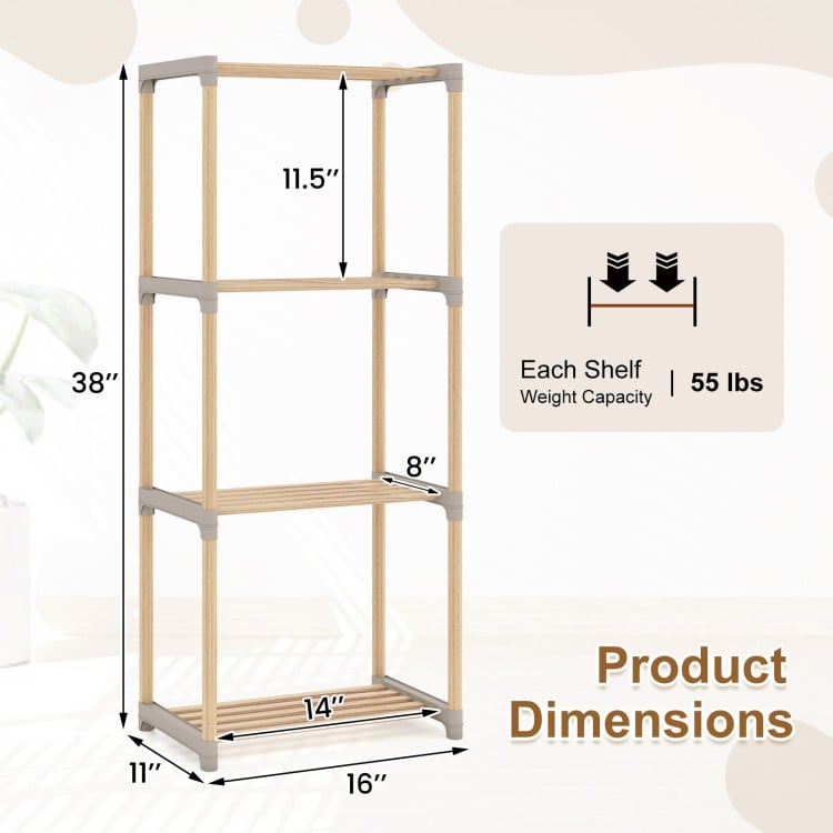 4-Tier Bookshelf with Open Shelves for Home Office and Bathroom-4-Tier