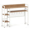 4-Tier Desk Shelf Desktop Display Rack with Metal Grid Panel and 6 Hooks-Natural
